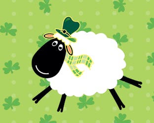 Black sheep is dancing in St. Patricks day