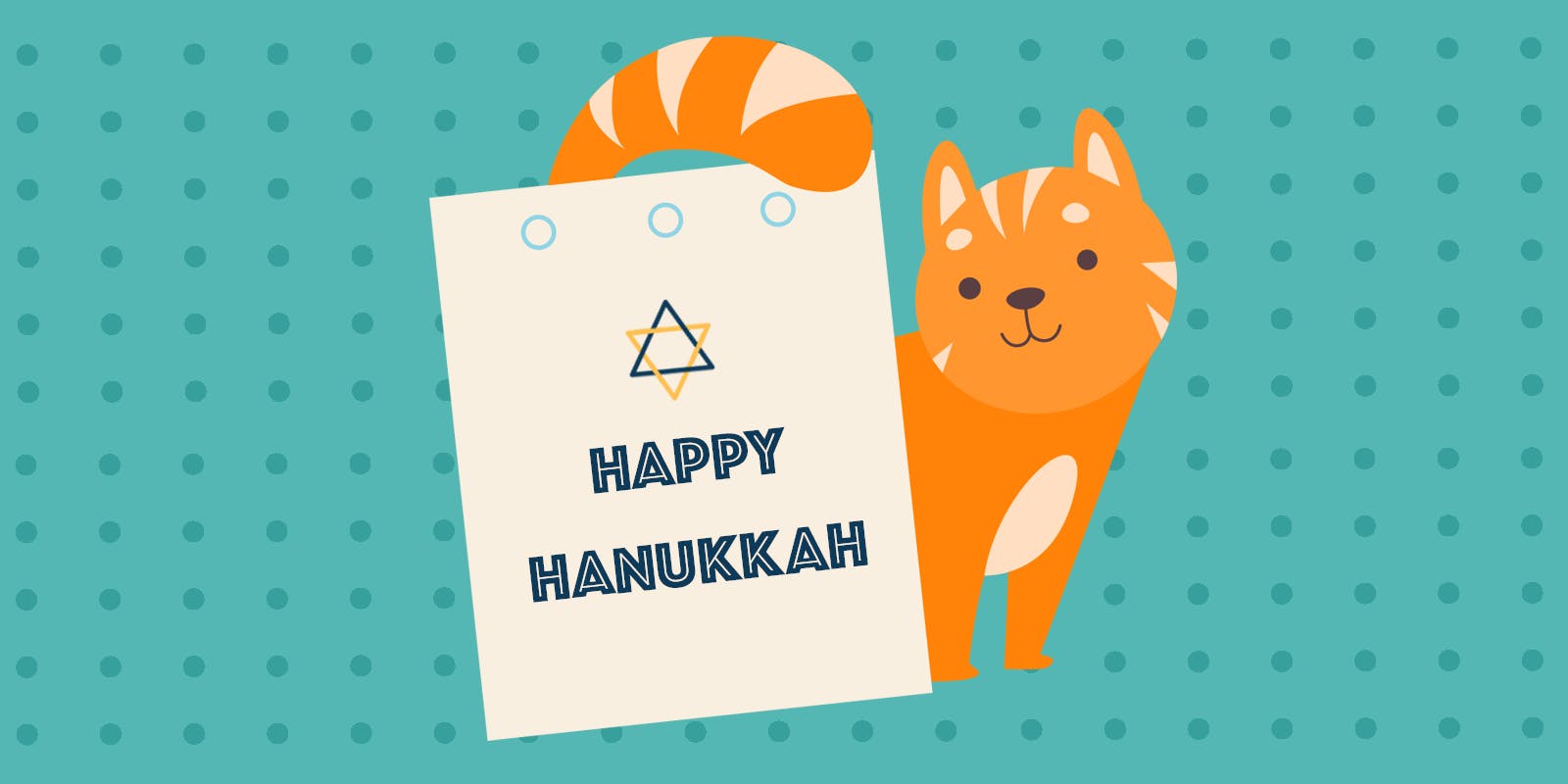 Cute cat holding a Happy Hanukkah note