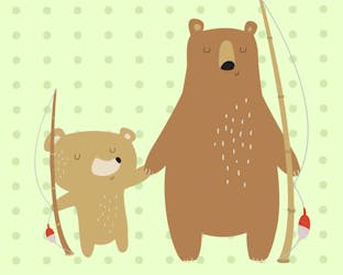 Bear father and cub holding hands - Father's Day