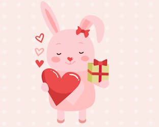 Valentine's Day bunny with present
