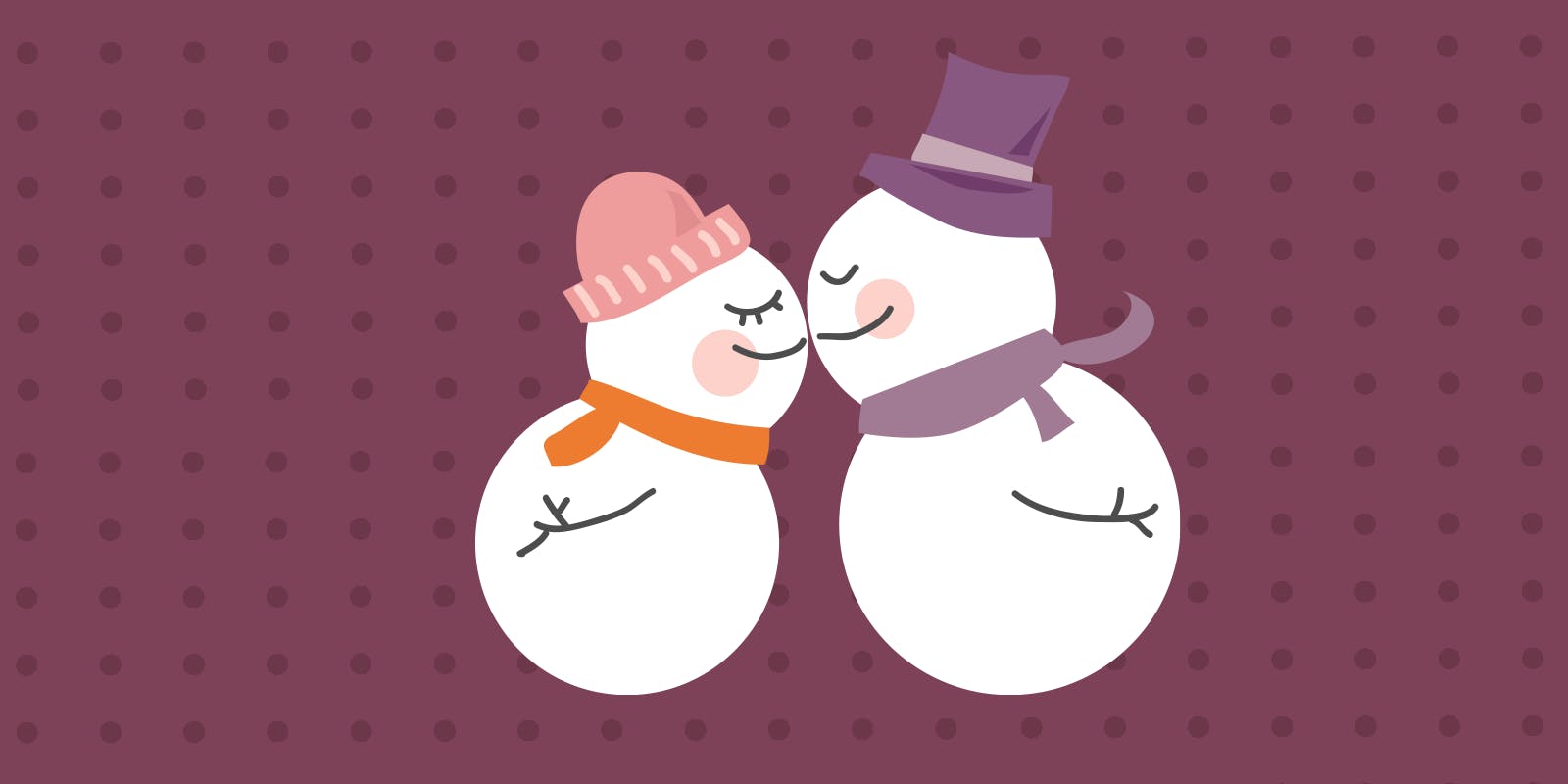 Two snowmen kissing