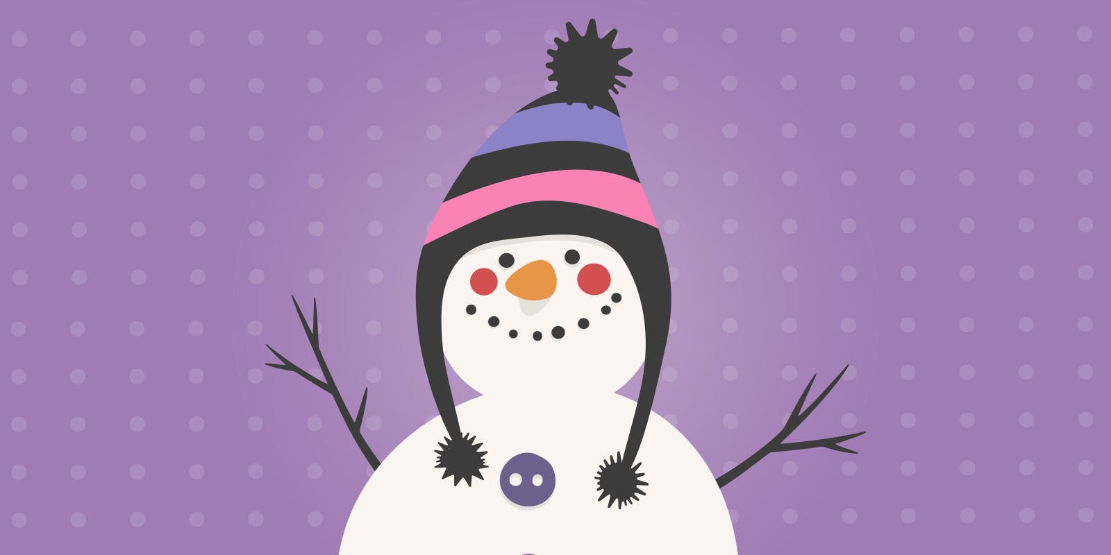 Smiling snowman in a funny hat