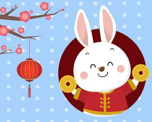 Chinese New Year Rabbit holding qian