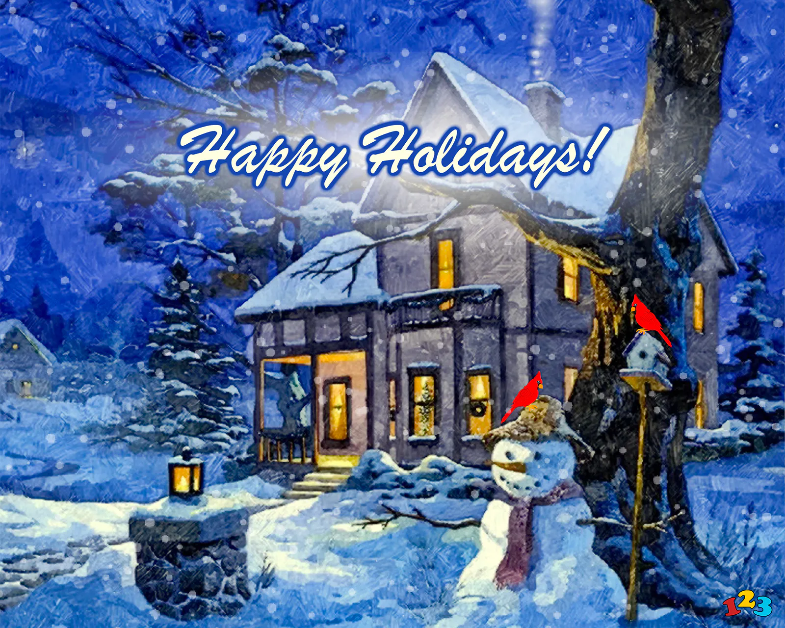 Winter messengers - Happy Holidays - send free eCards from 123cards.com